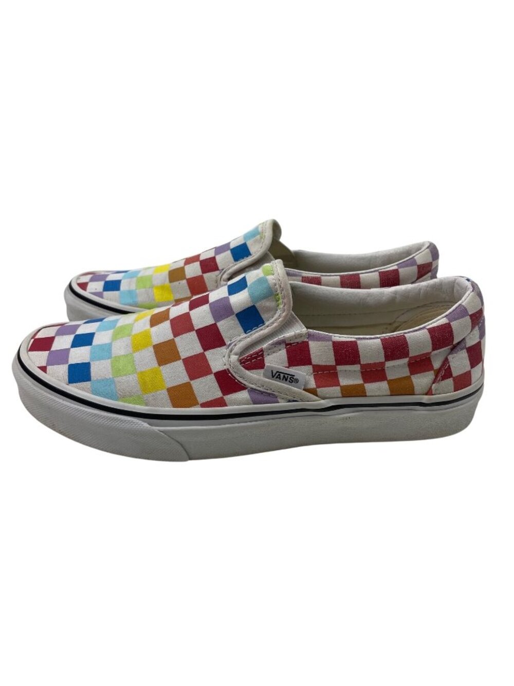 Vans Classic Slip-On Rainbow Checkerboard Sneakers Men 6.5 Women 8 Canvas Shoes - Picture 1 of 11